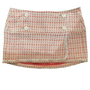 NWT VINTAGE Abercrombie & Fitch Pink/Cream Wool Mini Skirt Size 4